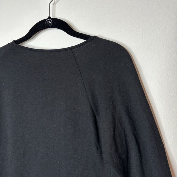 Peyton Jensen Black Front Ruched Side Tie Long Sleeve Banded Cuff Blouse XS - Picture 9 of 9